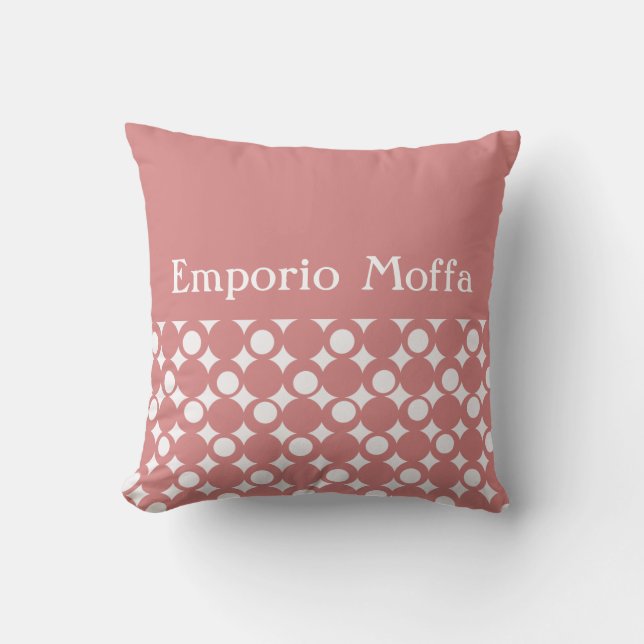 Pink Mod Ball Design @ Emporio Moffa w/text Throw Pillow (Front)