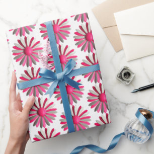 Pink MOD Daisy Flower Spring Summer Garden Wedding Wrapping Paper