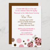 Pink Mod Ladybug Dot Baby Shower Invitations (Front/Back)