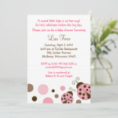 Pink Mod Ladybug Dot Baby Shower Invitations (Standing Front)