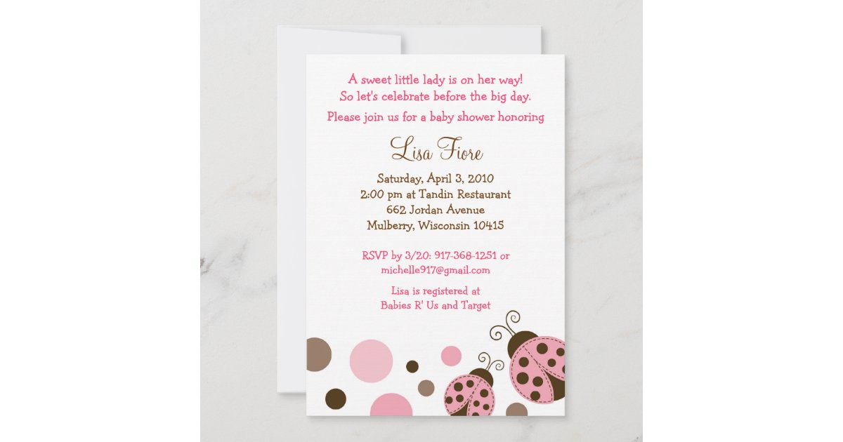 pink ladybug invitation