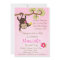 Pink Mod Monkey Girls Birthday Party Invite