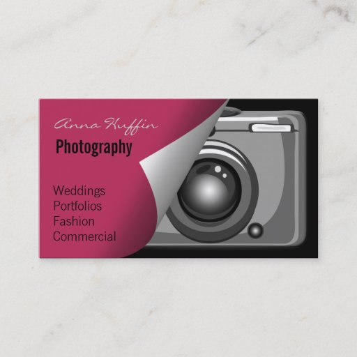 Customizable pink Mod Photoraphy, camera Business Cards