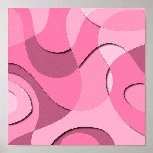 Pink Modern Abstract Fragmentary Cutout Paper Poster