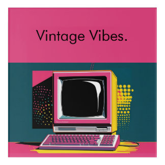 Pink Modern Art Vintage Computer Acrylic Art