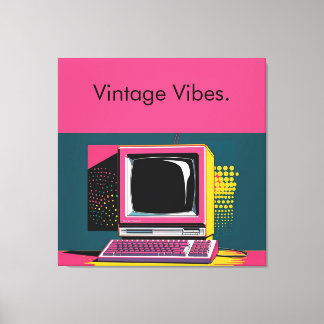 Pink Modern Art Vintage Computer Canvas Print