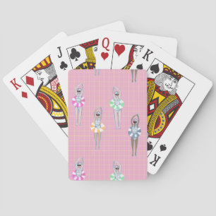 Pink Modern Artistic Swimmers Swimming Pool  Poker Cards