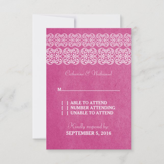 Pink Modern Bohemian RSVP Card (Front)