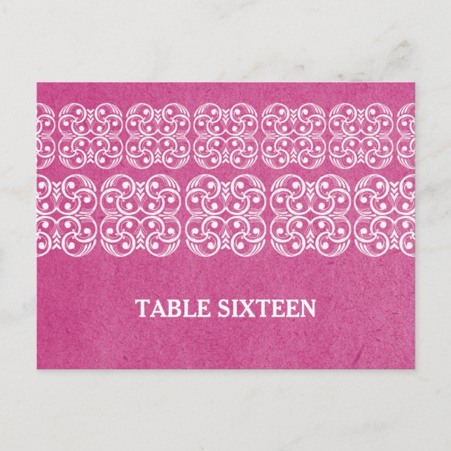Pink Modern Bohemian Table Number Postcard (Front)
