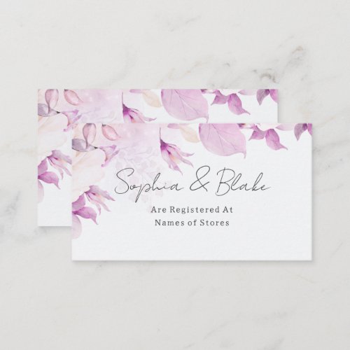 Pink Modern Boho Floral Wedding Registry Enclosure Card