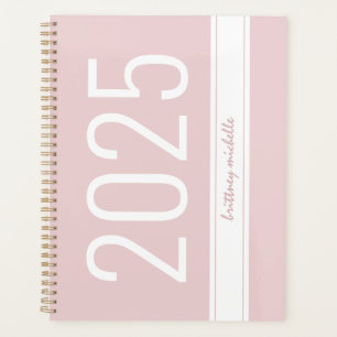 Pink Modern Bold Simple Stripe Personalized 2025 Planner