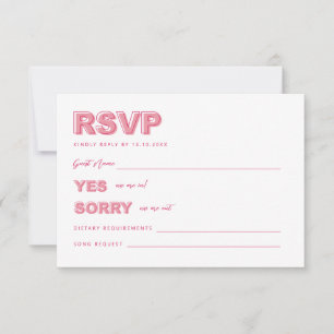 Pink Modern Bold Type Text RSVP Reply Card