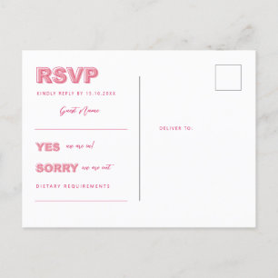 Pink Modern Bold Type Text RSVP Reply Card