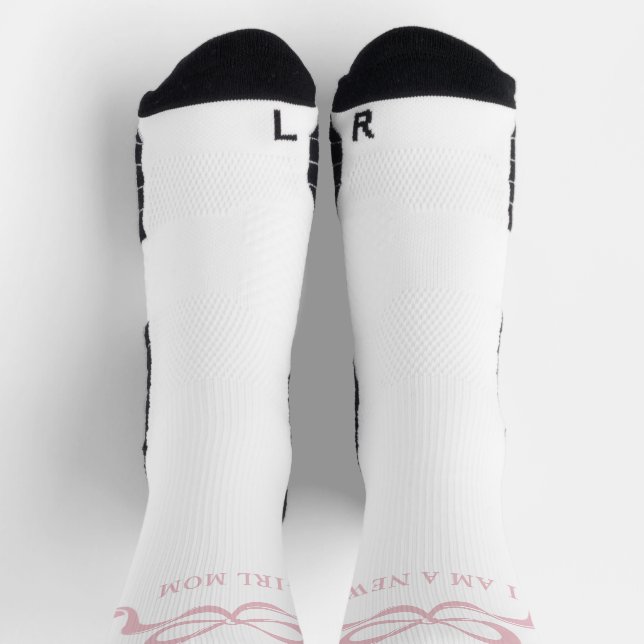 Pink Modern Bows Retro New Mom Baby Girl  Socks (Top)