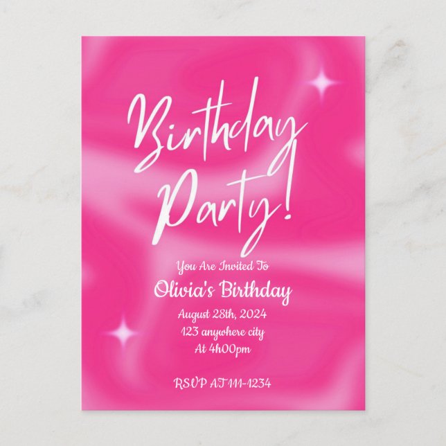 Pink modern bridal shower invitation  (Front)
