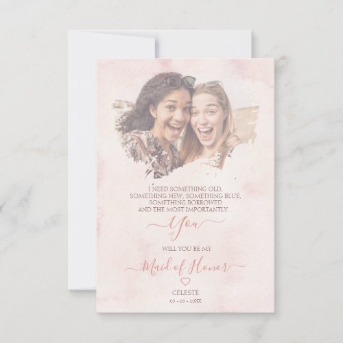 Pink Modern Bridesmaid Selfie Proposal Typography