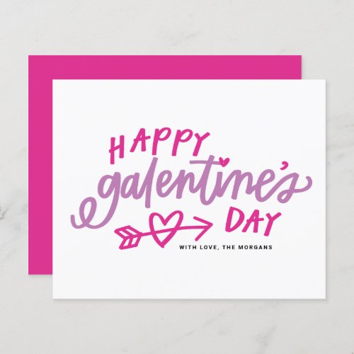 Pink Modern Calligraphy Happy Galentines Day Card