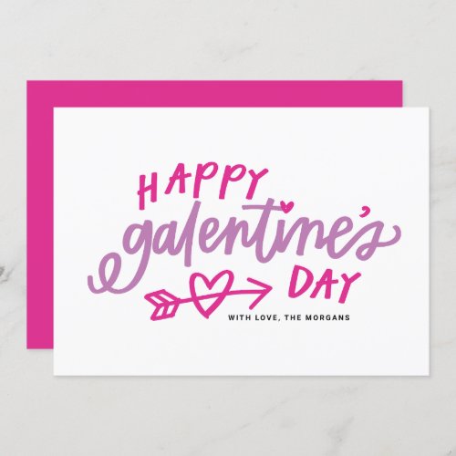 Pink Modern Calligraphy Happy Galentines Day Holiday Card
