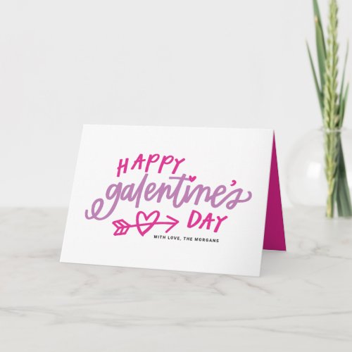 Pink Modern Calligraphy Happy Galentines Day Holiday Card