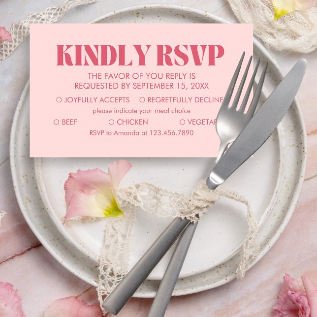 Pink Modern Chic Retro Photo Wedding RSVP Card (Pink Chic Modern Retro Photo Wedding RSVP Card)