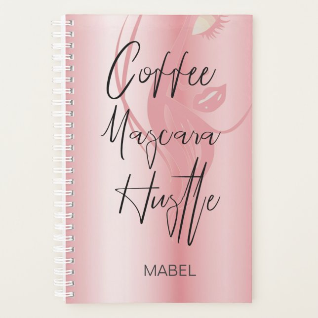 Pink Modern Chic Typography Hustle Planner (Front)