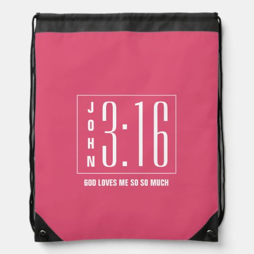 Pink Modern Christian John 316 Drawstring Bag