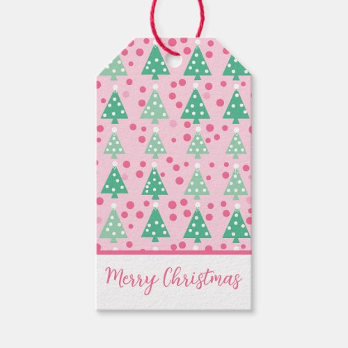 Pink Modern Christmas Tree  Gift Tags