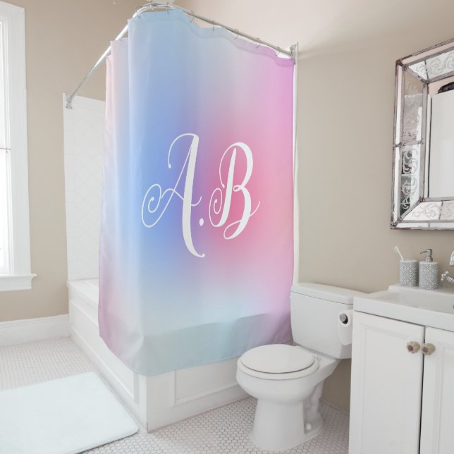 Pink Modern Colorful Shower Curtain (In Situ)
