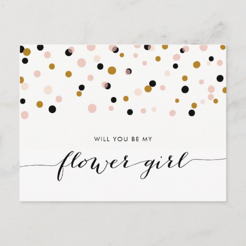 Pink Modern Confetti Will You Be My Flower Girl Invitation Postcard