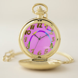 Pink Modern Cool Circles Loops Fruity Pocket Watch