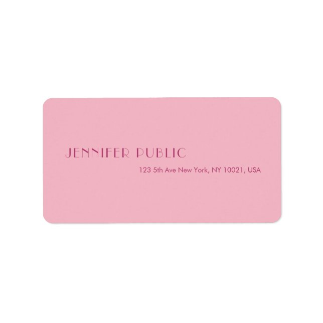 Pink Modern Creative Minimalist Template Address Label (Front)
