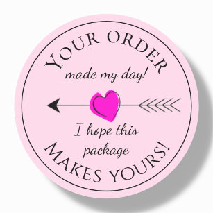 Pink Modern Customer Order Thank you Labels