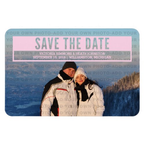 Pink Modern Cut Out Save the Date Magnet