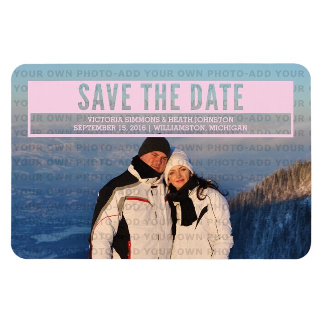 Pink Modern Cut Out Save the Date Magnet (Horizontal)