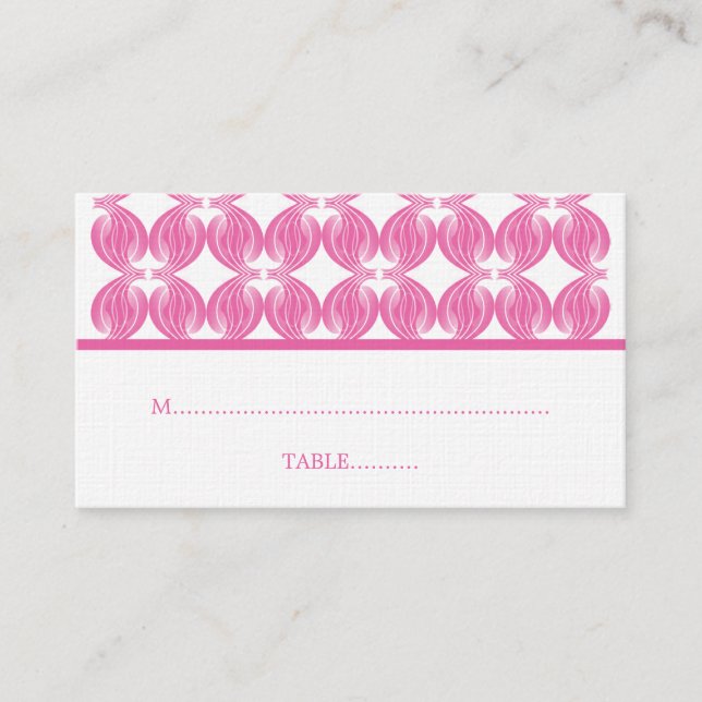 Pink Modern Deco Place Card (Front)