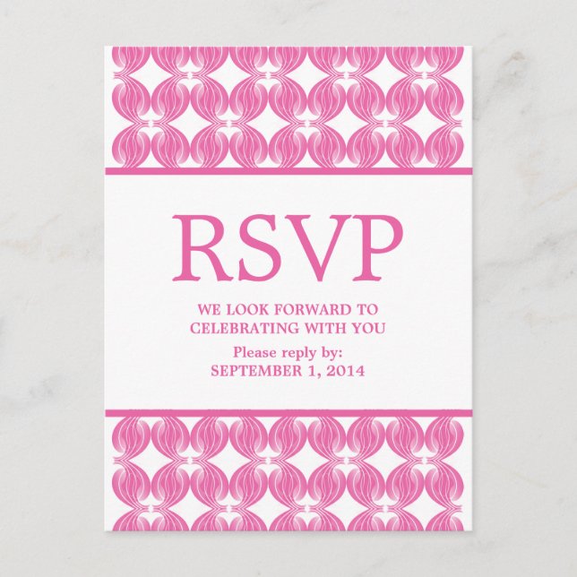 Pink Modern Deco RSVP Postcard (Front)