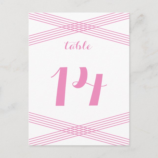 Pink Modern Deco Table Postcard (Front)