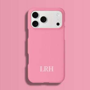 Pink Modern Double Layer Simple Initial Monogram  iPhone 15 Pro Case