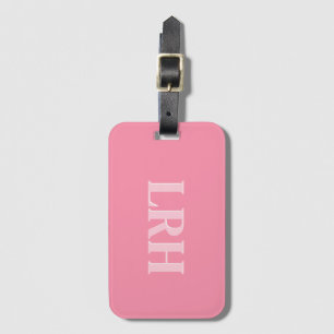 Pink Modern Double Layer Simple Initial Monogram  Luggage Tag