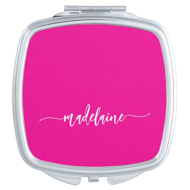 Pink Modern Elegant Personal Compact Mirror (Front)