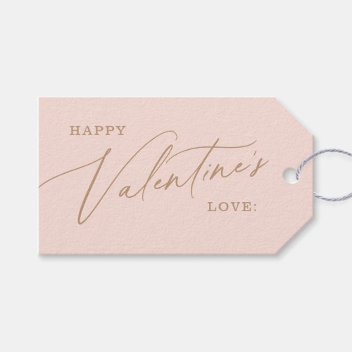 Pink Modern Elegant Script Happy Valentines Day Gift Tags