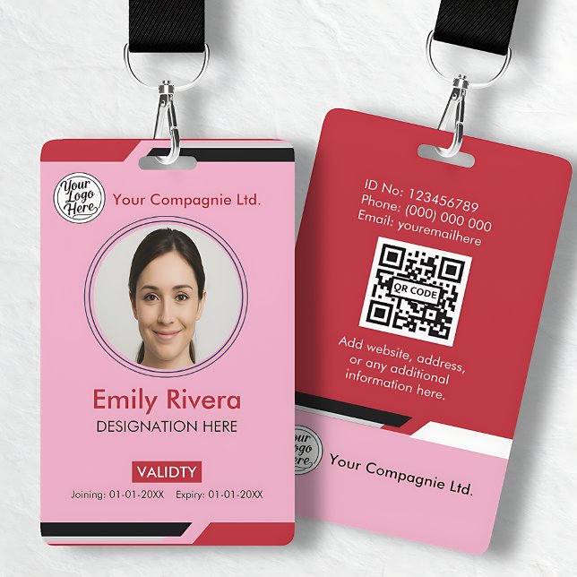 Pink Modern Employee Photo ID Card Badge (Pink Modern Employee Photo ID Card Badge)