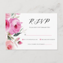 Pink Modern Floral Bat Mitzvah RSVP