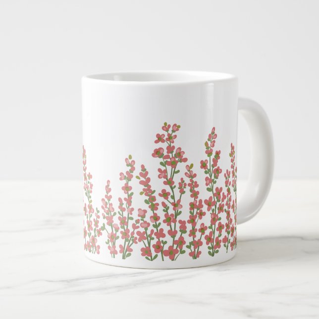 Pink Modern  Floral Blooms  Giant Coffee Mug (Front Right)
