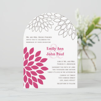 Pink Modern Floral Chrysanthemum Wedding Invitation