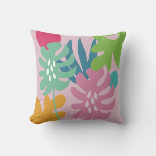 Pink modern floral tropical abstract simple art  throw pillow