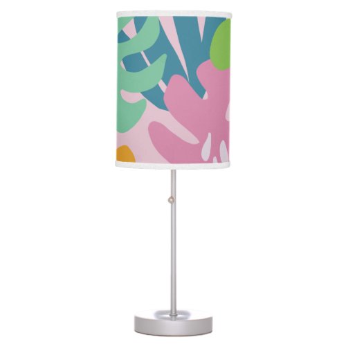 Pink modern floral tropical abstract simple deco table lamp
