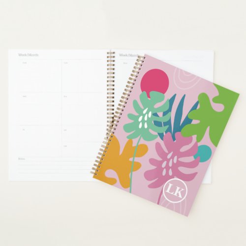 Pink modern floral tropical nature girly planner 