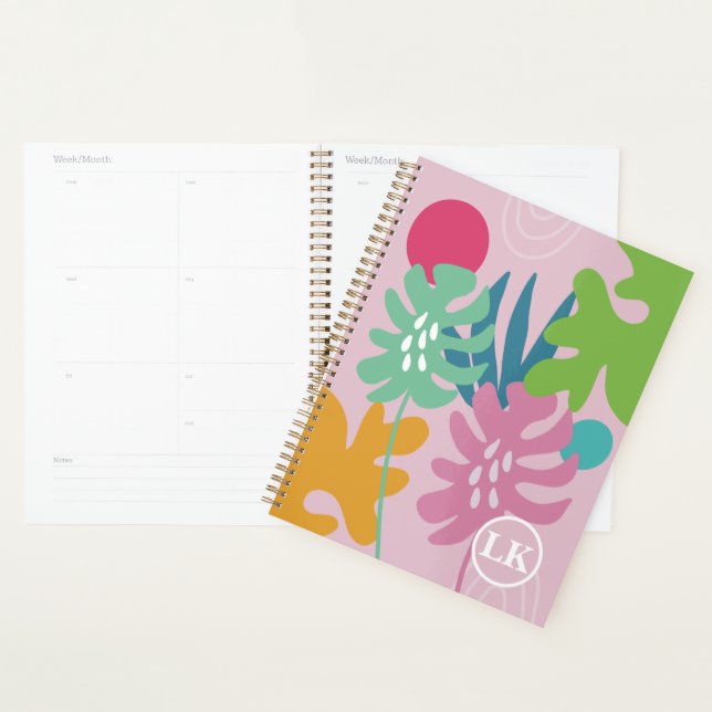 Pink modern floral tropical nature girly planner  (Display)