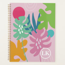 Pink modern floral tropical nature girly planner